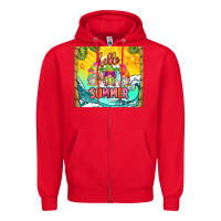 Red hello summer gnomes Zipper Hoodie - Zillion Design Studio