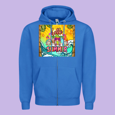 Hello Summer Gnomes Zipper Hoodie Designed By Zillion Design Studio