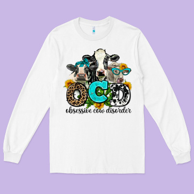 Ocd Obsessive Cow Disorder Long Sleeve Tee Designed By Adodesignshop