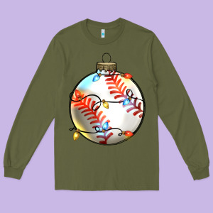 Christmas Baseball Long Sleeve Tee Designed By Zillion Design Studio