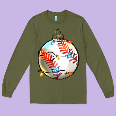 Christmas Baseball Long Sleeve Tee Designed By Zillion Design Studio
