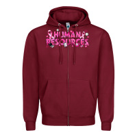 Burgundy Breast Cancer Human Resources Zipper Hoodie - texasbilliewilder