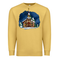 Antique Gold Christmas church and snow Premium Sweatshirt - AdoDesignShop