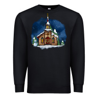 Black Christmas church and snow Premium Sweatshirt - AdoDesignShop