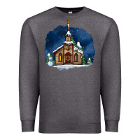 Charcoal Heather Christmas church and snow Premium Sweatshirt - AdoDesignShop