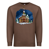Chestnut Christmas church and snow Premium Sweatshirt - AdoDesignShop
