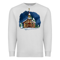 Dove Grey Christmas church and snow Premium Sweatshirt - AdoDesignShop