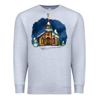 Heather Grey Christmas church and snow Premium Sweatshirt - AdoDesignShop