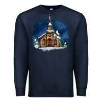 Navy Christmas church and snow Premium Sweatshirt - AdoDesignShop