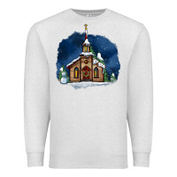 Oatmeal Heather Christmas church and snow Premium Sweatshirt - AdoDesignShop