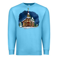 Ocean Blue Christmas church and snow Premium Sweatshirt - AdoDesignShop
