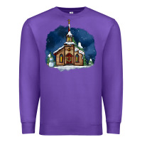 Purple Christmas church and snow Premium Sweatshirt - AdoDesignShop