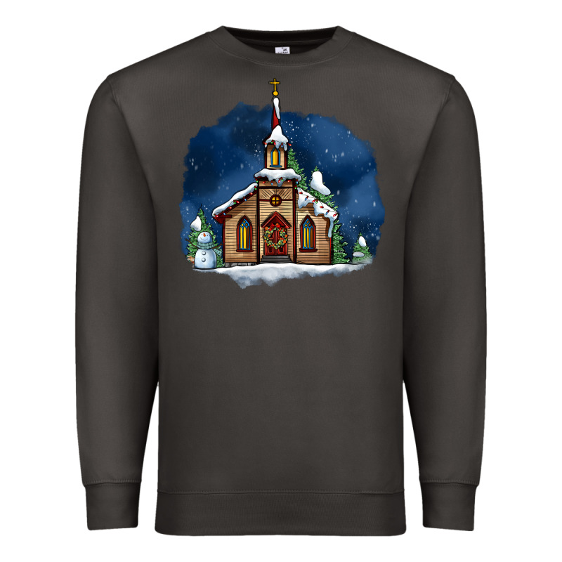 Christmas Church And Snow Premium Sweatshirt by AdoDesignShop | Teevron