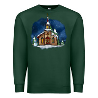 Sports Green Christmas church and snow Premium Sweatshirt - AdoDesignShop