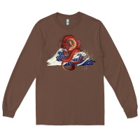 Chestnut asian dragon and ocean waves Long Sleeve Tee - RanaPortraitStore