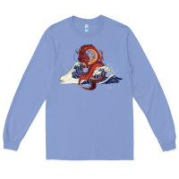 Colony Blue asian dragon and ocean waves Long Sleeve Tee - RanaPortraitStore