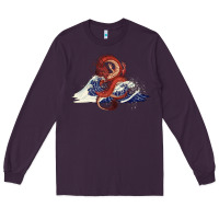 Plum asian dragon and ocean waves Long Sleeve Tee - RanaPortraitStore