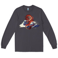 Smoke asian dragon and ocean waves Long Sleeve Tee - RanaPortraitStore