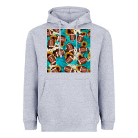 Heather Grey football turquoise cowhide sunflower seamless pattern Heavyweight Hoodie - JahusDesignShop