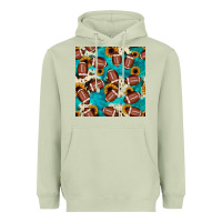 Matcha football turquoise cowhide sunflower seamless pattern Heavyweight Hoodie - JahusDesignShop