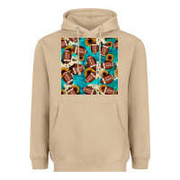 Mushroom football turquoise cowhide sunflower seamless pattern Heavyweight Hoodie - JahusDesignShop