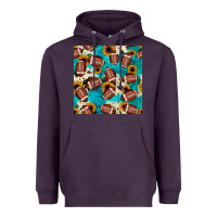 Plum football turquoise cowhide sunflower seamless pattern Heavyweight Hoodie - JahusDesignShop