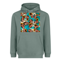 Sage football turquoise cowhide sunflower seamless pattern Heavyweight Hoodie - JahusDesignShop