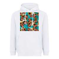 White football turquoise cowhide sunflower seamless pattern Heavyweight Hoodie - JahusDesignShop