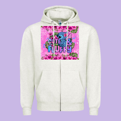 Cute And Fluffy Stitch Zipper Hoodie Designed By Zillion Design Studio