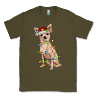 Army Green Chihuahua with christmas lights Classic Tee - RanaPortraitStore