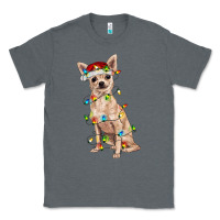 Charcoal Heather Chihuahua with christmas lights Classic Tee - RanaPortraitStore