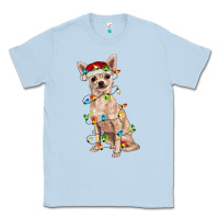 Dusty Blue Chihuahua with christmas lights Classic Tee - RanaPortraitStore