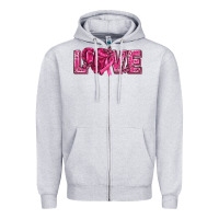 Heather Grey Breast Cancer Love Zipper Hoodie - texasbilliewilder