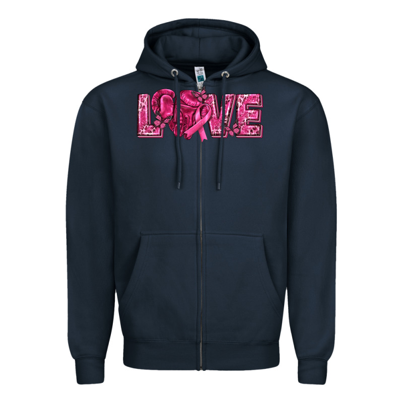 Breast Cancer Love Zipper Hoodie by texasbilliewilder | Teevron