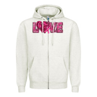 Oatmeal Heather Breast Cancer Love Zipper Hoodie - texasbilliewilder