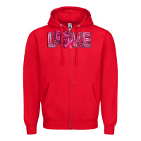Red Breast Cancer Love Zipper Hoodie - texasbilliewilder