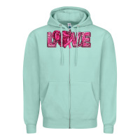 Seafoam Breast Cancer Love Zipper Hoodie - texasbilliewilder