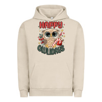 Pigment French Oak happy owlidays Urban Hoodie - MaliasSmallBusiness