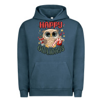 Pigment Midnight Navy happy owlidays Urban Hoodie - MaliasSmallBusiness