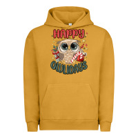 Pigment Peanut Butter happy owlidays Urban Hoodie - MaliasSmallBusiness