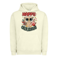 Pigment Pistachio happy owlidays Urban Hoodie - MaliasSmallBusiness