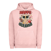 Pigment Salmon happy owlidays Urban Hoodie - MaliasSmallBusiness