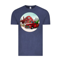 Vintage Denim Christmas farm Christmas Vintage Tee - BarkalooDesign