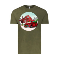 Vintage Olive Christmas farm Christmas Vintage Tee - BarkalooDesign