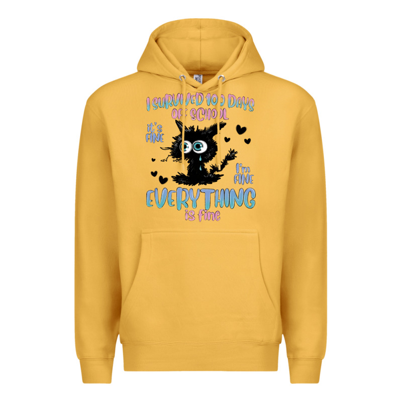 I Survived 100 Days Of School Cat Premium Hoodie by MaliasSmallBusiness | Teevron