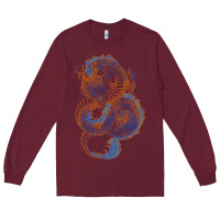 Burgundy blue and orange dragon Long Sleeve Tee - RanaPortraitStore