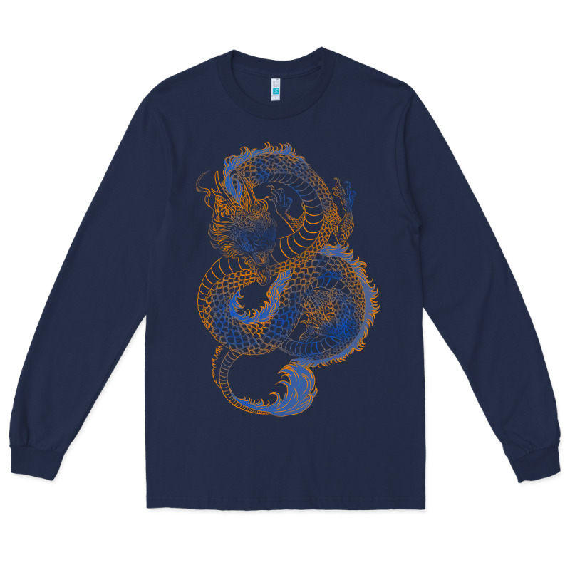 Blue And Orange Dragon Long Sleeve Tee by RanaPortraitStore | Teevron
