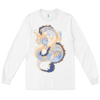 White blue and orange dragon Long Sleeve Tee - RanaPortraitStore