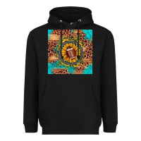 Black football leopard turquoise sunflower seamless pattern Heavyweight Hoodie - JahusDesignShop