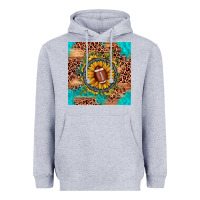 Heather Grey football leopard turquoise sunflower seamless pattern Heavyweight Hoodie - JahusDesignShop